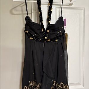 Tramp Black Silk Sequin Top
